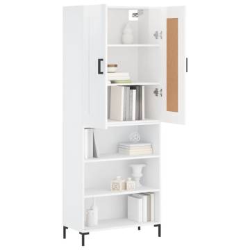 Stylish Highboard High Gloss White - 69.5x34x180 cm