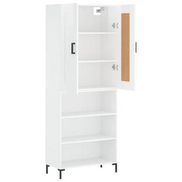 Stylish Highboard High Gloss White - 69.5x34x180 cm