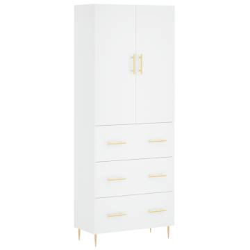 Stylish Highboard White - 69.5x34x180 cm Engineered Wood