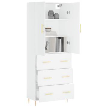 Stylish Highboard White - 69.5x34x180 cm Engineered Wood