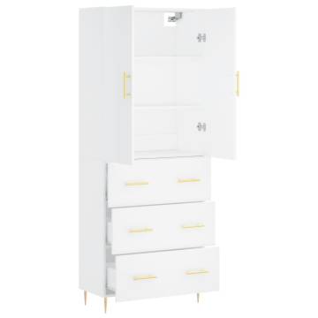 Stylish Highboard White - 69.5x34x180 cm Engineered Wood