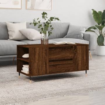 Elegant Brown Oak Coffee Table - 102x44.5x50 cm | Hipo Market