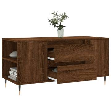 Elegant Brown Oak Coffee Table - 102x44.5x50 cm | Hipo Market