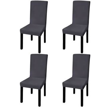 Straight Stretchable Chair Covers | 4 pcs Anthracite | Hipomarket