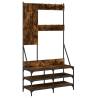 Clothes Rack with Shoe Storage - Smoked Oak, 100x40x184 cm