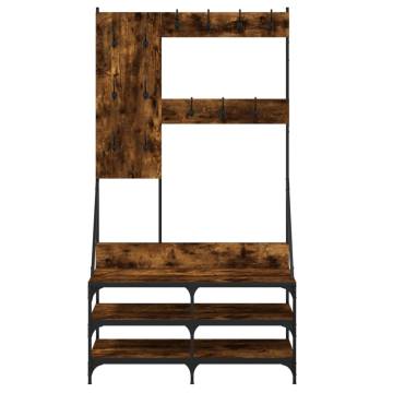 Clothes Rack with Shoe Storage - Smoked Oak, 100x40x184 cm