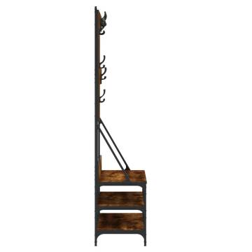 Clothes Rack with Shoe Storage - Smoked Oak, 100x40x184 cm