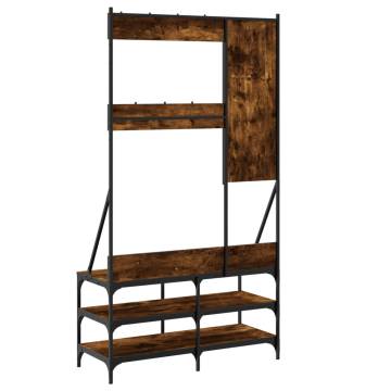 Clothes Rack with Shoe Storage - Smoked Oak, 100x40x184 cm