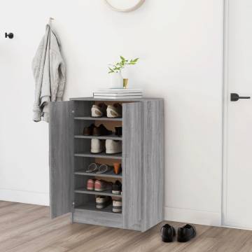 Shoe Cabinet Grey Sonoma - Elegant Storage Solution - 60x35x92 cm