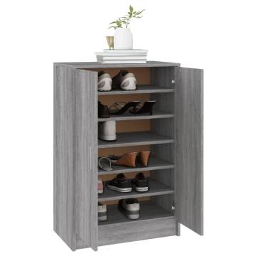 Shoe Cabinet Grey Sonoma - Elegant Storage Solution - 60x35x92 cm