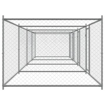 Dog Cage with Doors - Grey Galvanised Steel 8x2x1.5 m