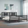 Bed Frame with Headboard Black 200x200 cm Solid Wood Colour black Size 200 x 200 cm 