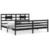 Stylish Black Bed Frame with Headboard - 200x200 cm