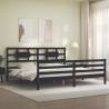 Stylish Black Bed Frame with Headboard - 200x200 cm