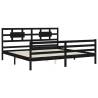 Stylish Black Bed Frame with Headboard - 200x200 cm