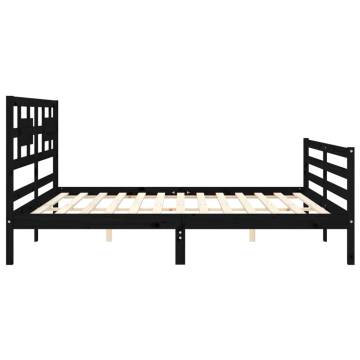 Stylish Black Bed Frame with Headboard - 200x200 cm