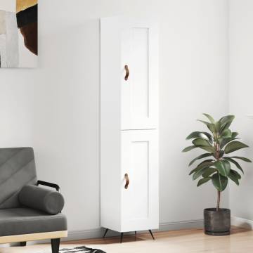 Elegant Highboard in White - 34.5x34x180 cm | Hipomarket