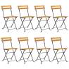 Folding Garden Chairs 8 pcs - Steel & Solid Acacia Wood