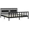 Black Bed Frame with Headboard 200x200 cm Solid Wood | HiPo Market