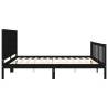 Black Bed Frame with Headboard 200x200 cm Solid Wood | HiPo Market