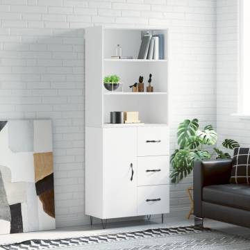 Stylish Highboard White 69.5x34x180 cm - HipoMarket UK