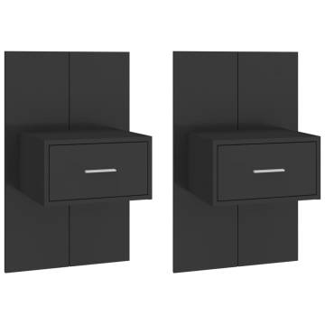 Stylish Wall-Mounted Bedside Cabinets - 2 pcs Black | Hipo Market