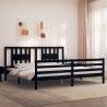 Bed Frame with Headboard Black 200x200 cm Solid Wood Colour black Size 200 x 200 cm 