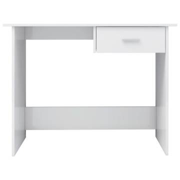 High Gloss White Desk - Modern Engineered Wood - 100x50x76 cm