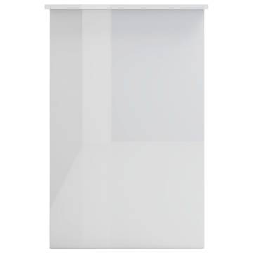 High Gloss White Desk - Modern Engineered Wood - 100x50x76 cm