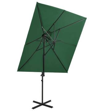 Cantilever Umbrella with Double Top Green - 250x250 cm