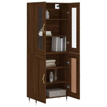 Stylish Highboard in Brown Oak - 69.5x34x180 cm