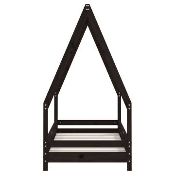 Kids Bed Frame Black 70x140 cm - Solid Pine Wood Design