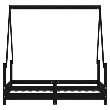 Kids Bed Frame Black 70x140 cm - Solid Pine Wood Design