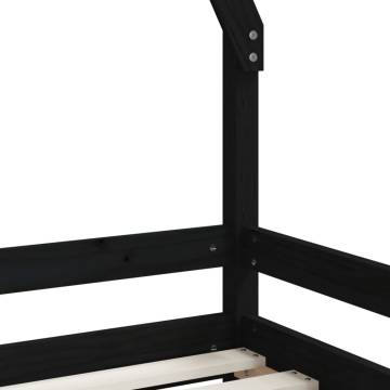 Kids Bed Frame Black 70x140 cm - Solid Pine Wood Design