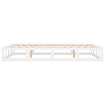 Stylish White Bed Frame 135x190 cm Double Solid Wood