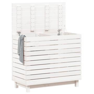 Laundry Basket White - Solid Wood Pine - 88.5x44x76 cm