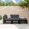 3 Piece Garden Lounge Set Black Solid Wood Pine Colour black pine Quantity in Package 1 Model corner + middle + footrest 