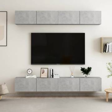 Stylish Concrete Grey TV Cabinets Set - 4 pcs | HipoMarket