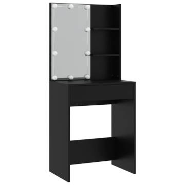 Stylish Black Dressing Table Set with LED - Hipomarket UK