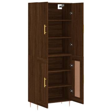 Stylish Highboard in Brown Oak - 69.5x34x180 cm