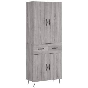 Stylish Highboard Grey Sonoma - 69.5x34x180 cm Engineered Wood