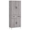 Stylish Highboard Grey Sonoma - 69.5x34x180 cm Engineered Wood