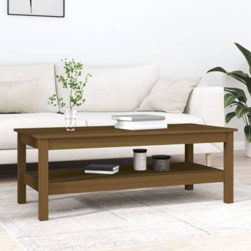 Elegant Honey Brown Coffee Table - Solid Pine Wood 110x50 cm