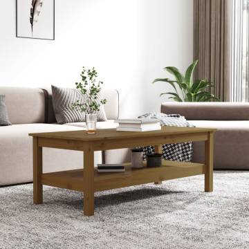 Elegant Honey Brown Coffee Table - Solid Pine Wood 110x50 cm