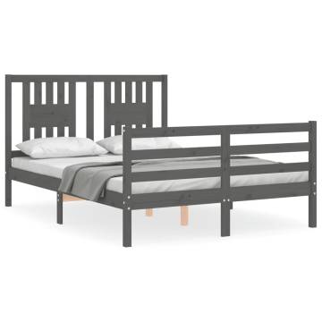 Stylish Grey Double Bed Frame with Headboard | HipoMarket