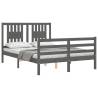 Stylish Grey Double Bed Frame with Headboard | HipoMarket