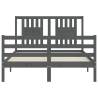 Stylish Grey Double Bed Frame with Headboard | HipoMarket