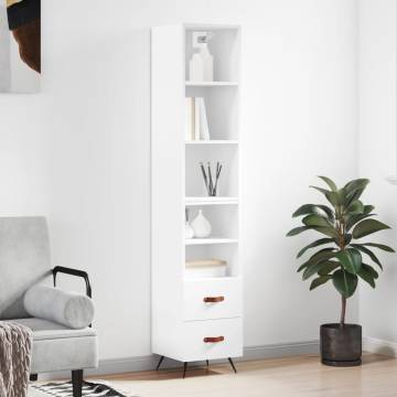 Stylish Highboard White - 34.5x34x180 cm Engineered Wood