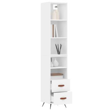 Stylish Highboard White - 34.5x34x180 cm Engineered Wood