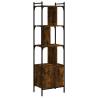 Stylish Smoked Oak Bookcase with Door | 44.5x30x154.5 cm